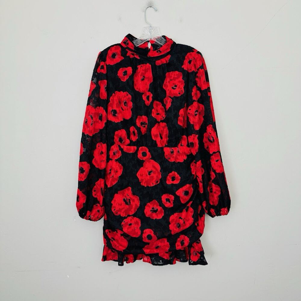 Vici Red and Black Floral Midi Dress